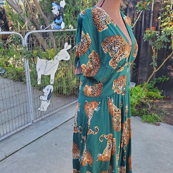 Trashy Diva Green Dress with Leopard Print - Picture 3 of 6